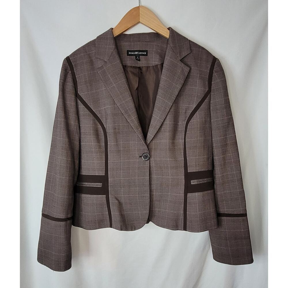 Jessica McClintock- Women's Brown single button blazer jacket- size 14
